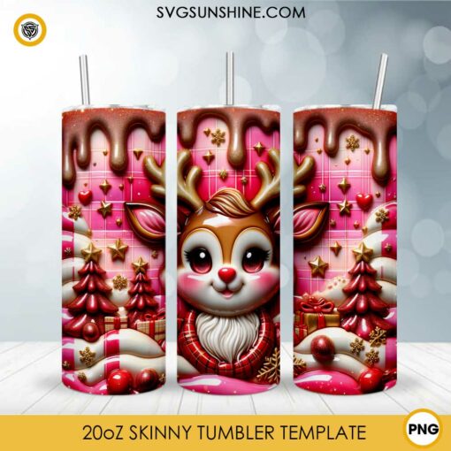 3D Rudolph Christmas Tumbler PNG File