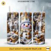 3D Snowman 20oz Skinny Tumbler Template PNG