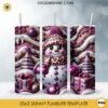 3D Snowman Leopard Hat 20oz Skinny Tumbler Template PNG