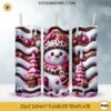 3D Snowman Milk Chocolate 20oz Skinny Tumbler Template PNG