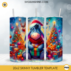 Disney Christmas Eeyore Skinny Tumbler PNG Design