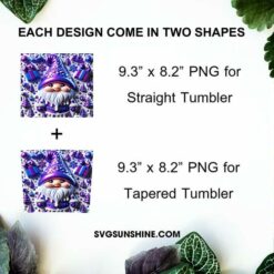 Purple Gnome Christmas 20oz Skinny Tumbler Template PNG