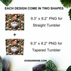 3D Christmas Gnome Tumbler Wrap PNG