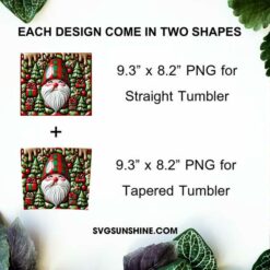 3D Gnome Christmas 20oz Tumbler Wrap PNG Design