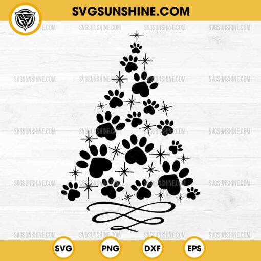 Paws Christmas Tree SVG, Christmas Cat Paws Tree SVG, Animal Paws Christmas Tree SVG