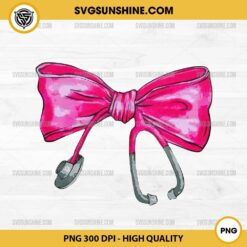 Pink Coquette Nurse Stethoscope Bow PNG, Nurse Bow PNG File