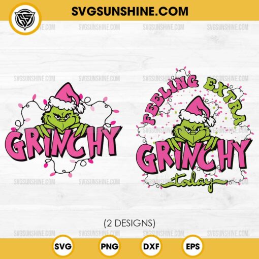 Pink Feeling Extra Grinchy Today SVG, Pink Grinch SVG, Grinchy SVG Bundle