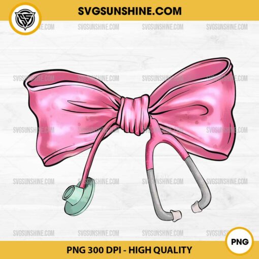 Pink Nurse Bow PNG, Christmas Nurse Stethoscope Bow PNG