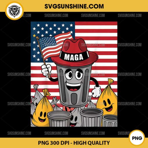 Proud MAGA Garbage Trump Supporter PNG, Trash Can Cartoon PNG, Trump Trash PNG