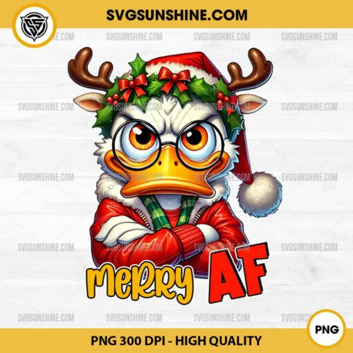 Reindeer Grumpy Duck Christmas PNG, Duck Merry AF Christmas PNG