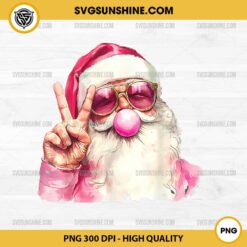 Santa Claus Blowing Bubble PNG, Santa Gum Pink Sunglasses Christmas PNG