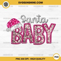 Sequin Santa Baby Faux Embroidery PNG File