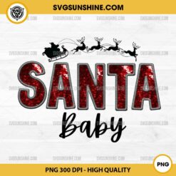 Sequin Santa Baby With Sleigh PNG, Santa Baby Faux Embroidery PNG