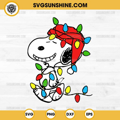 Snoopy Christmas Lights SVG, Snoopy Christmas SVG PNG Cricut Silhouette