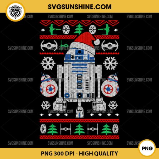 Star Wars Droids Christmas PNG, R2-D2 Star Wars Ugly Christmas Sweater PNG