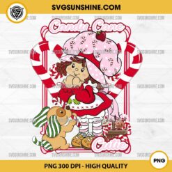 Strawberry Shortcake Candy Cane Cutie PNG, Strawberry Shortcake Cartoon Christmas PNG