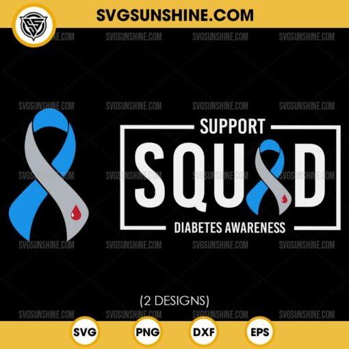 Support Squad Diabetes Awareness SVG, Type 1 Diabetes Ribbon SVG, Support Diabetes Awareness SVG