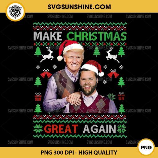 Trump Vance Brothers Make Christmas Great Again PNG, Donald Trump J.D. Vance Ugly Christmas Sweater PNG