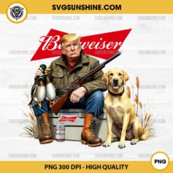 Trump Hunting Budweiser Beer PNG, Trump With Dog And Duck Waterfowl PNG