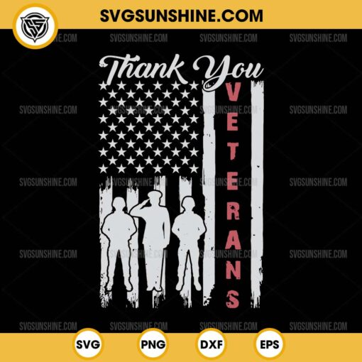 Veterans Day SVG, Thank You Veterans SVG, Proud Veterans Patriotic USA Flag SVG