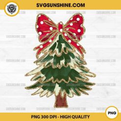 Watercolor Christmas Tree PNG, Coquette Bow Christmas Tree PNG