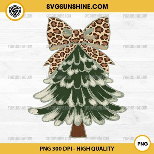 Watercolor Christmas Tree PNG, Coquette Leopard Glitter Christmas Tree PNG