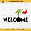 Welcome Grinch Hand SVG, Grinch Hand Holding Ornament SVG, Christmas Welcome SVG