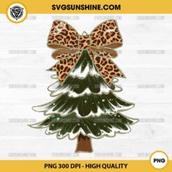 Coquette Christmas Tree PNG, Leopard Glitter Bow Christmas Tree PNG