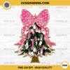 Christmas Tree Coquette Pink Bow PNG, Watercolor Christmas Tree Girly PNG