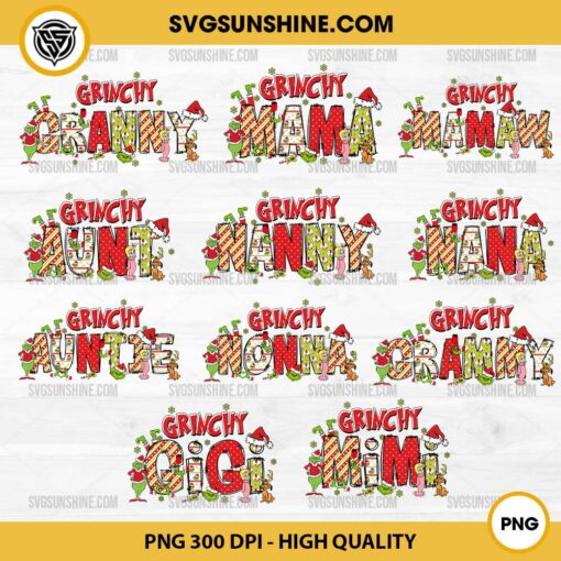 Bundle Grinchy Family Christmas PNG, Grinch Family PNG, Grinch Christmas PNG, Mama Grinch PNG, Mimi Grinch PNG