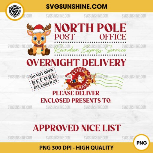 North Pole Post Office Overnight Delivery PNG, Personalized Christmas PNG