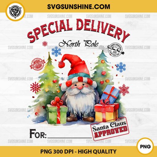 Personalized Christmas PNG, Xmas Bag PNG, Special Delivery North Pole Christmas PNG