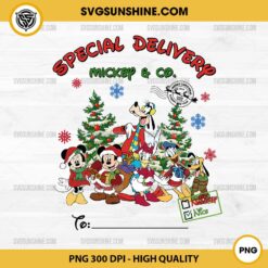 Personalized Mickey And Friends Christmas PNG, Special Delivery Mickey And Co PNG