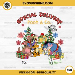 Personalized Winnie-the-Pooh Christmas PNG, Special Delivery Pooh And Co PNG, CUSTOM Name Christmas PNG