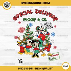 Special Delivery Disney Christmas PNG, CUSTOM Mickey And Friends Christmas PNG, Add Kids Name PNG, Xmas Bag PNG