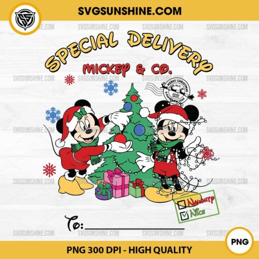 Special Delivery Mickey And Minnie Christmas PNG, CUSTOM Name Christmas PNG, Personalized Christmas PNG