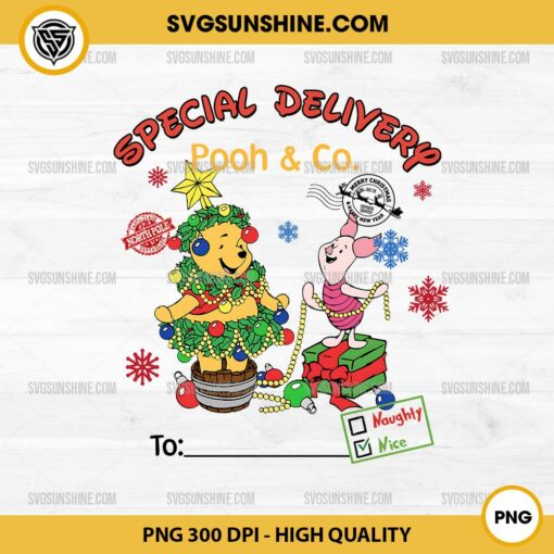 Special Delivery Winnie-the-Pooh Christmas PNG, CUSTOM Winnie-the-Pooh Christmas PNG, Add Kids Name PNG