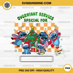 Stitch Overnight Service Special PNG, Custom Stitch Christmas PNG, Add Kids Name PNG