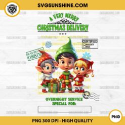 A Very Merry Christmas Delivery PNG, Overnight Service Special PNG, Custom Christmas With Kid Names PNG