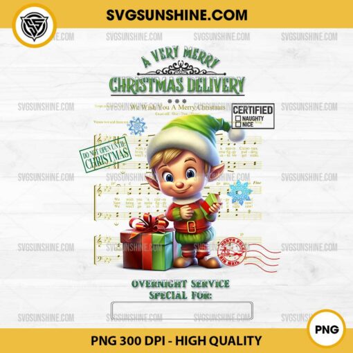 Baby Elf A Very Merry Christmas Delivery PNG, Overnight Service Special PNG