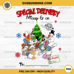 Custom Disney Characters Christmas With Kid Names PNG