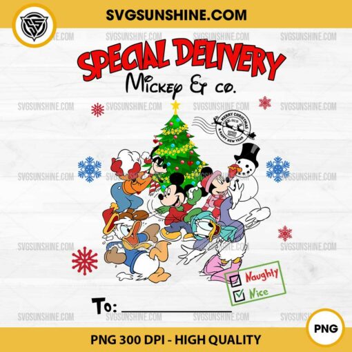 Custom Disney Characters Christmas With Kid Names PNG