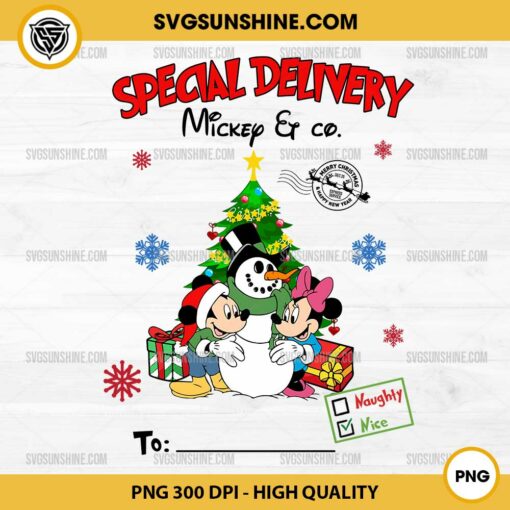 Custom Mickey And Minnie Christmas PNG, Special Delivery Mickey & Co Christmas PNG