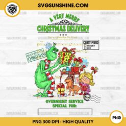 Grinch A Very Merry Christmas Delivery PNG, Overnight Service Special PNG, Grinch Christmas With Kid Names PNG