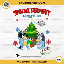 Personalized Bluey & Dad Christmas PNG, Bluey Special Delivery Christmas PNG