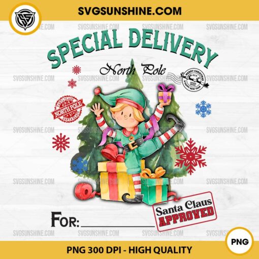 Personalized Christmas PNG File, Special Delivery North Pole Christmas PNG File