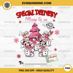 Pink Special Delivery Mickey & Co Christmas PNG File