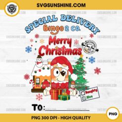 Special Delivery Bingo & Co Merry Christmas PNG Sublimation Designs