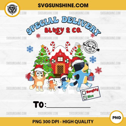 Special Delivery Bluey & Co Christmas PNG Sublimation Designs