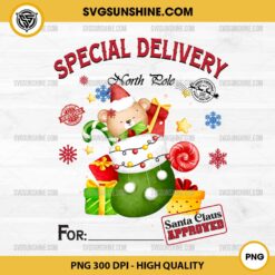 Special Delivery North Pole Christmas PNG File, Custom Christmas With Kid Names PNG